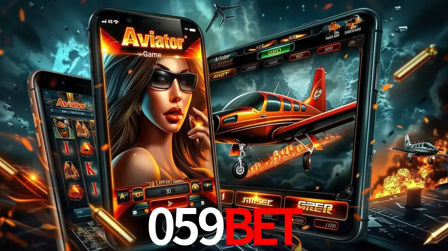 O popular jogo de apostas Aviator exibido em vários celulares e tablets, mostrando a interface emocionante e a ação de voo disponíveis para jogar agora no 059BET.