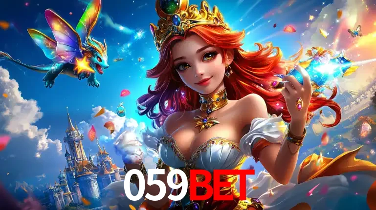 A princesa de um reino de fantasia mágico, com seu pequeno dragão, apresentando um mundo de prêmios encantados nos jogos de caça-níqueis do cassino 059BET.